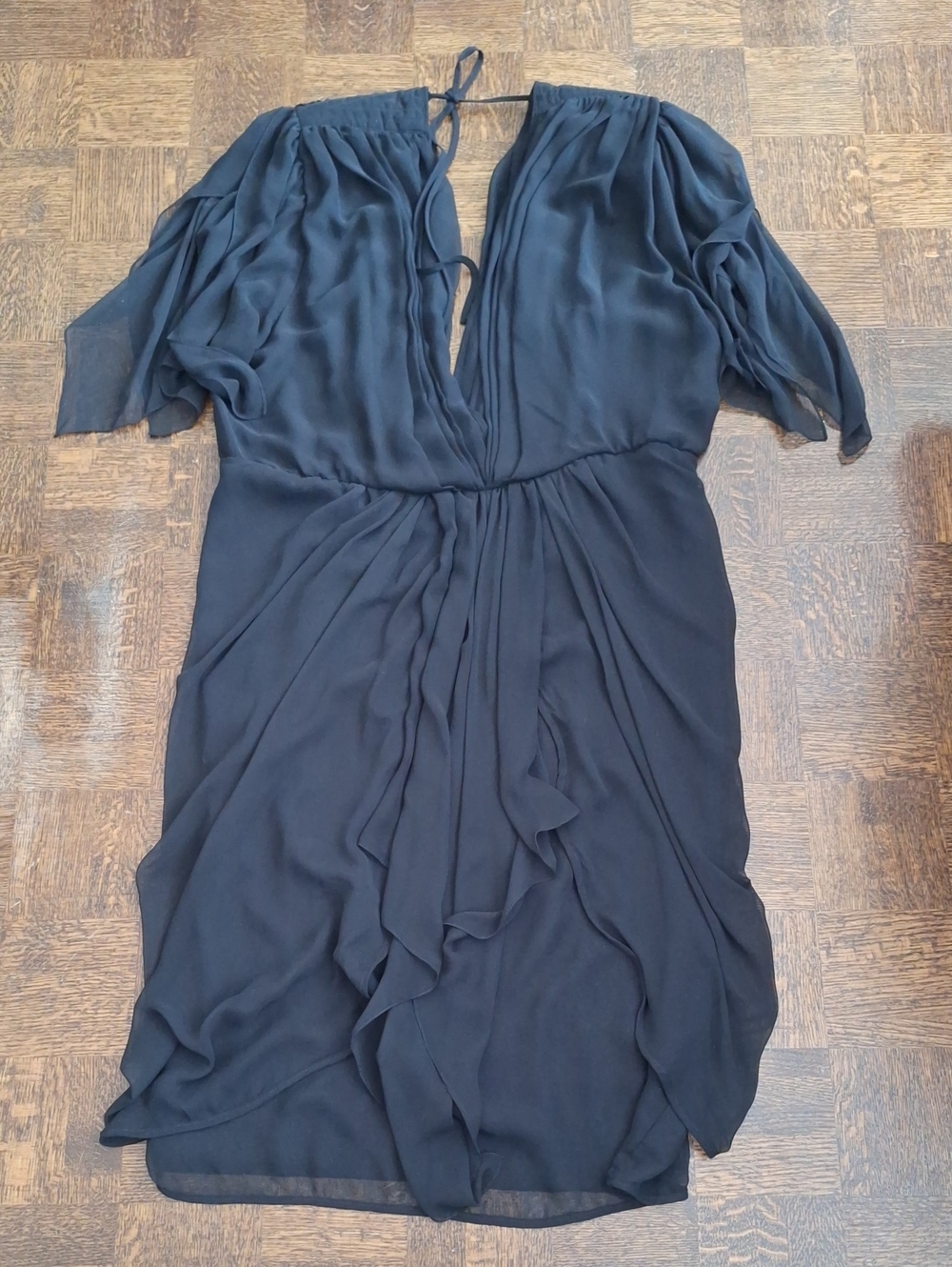 Vintage 80s Floaty Deep Vee Dress